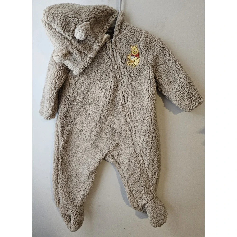 Disney Baby Winnie the Pooh Sherpa Unisex Fleece Bunting‎ Hooded One-Piece 6–9M
